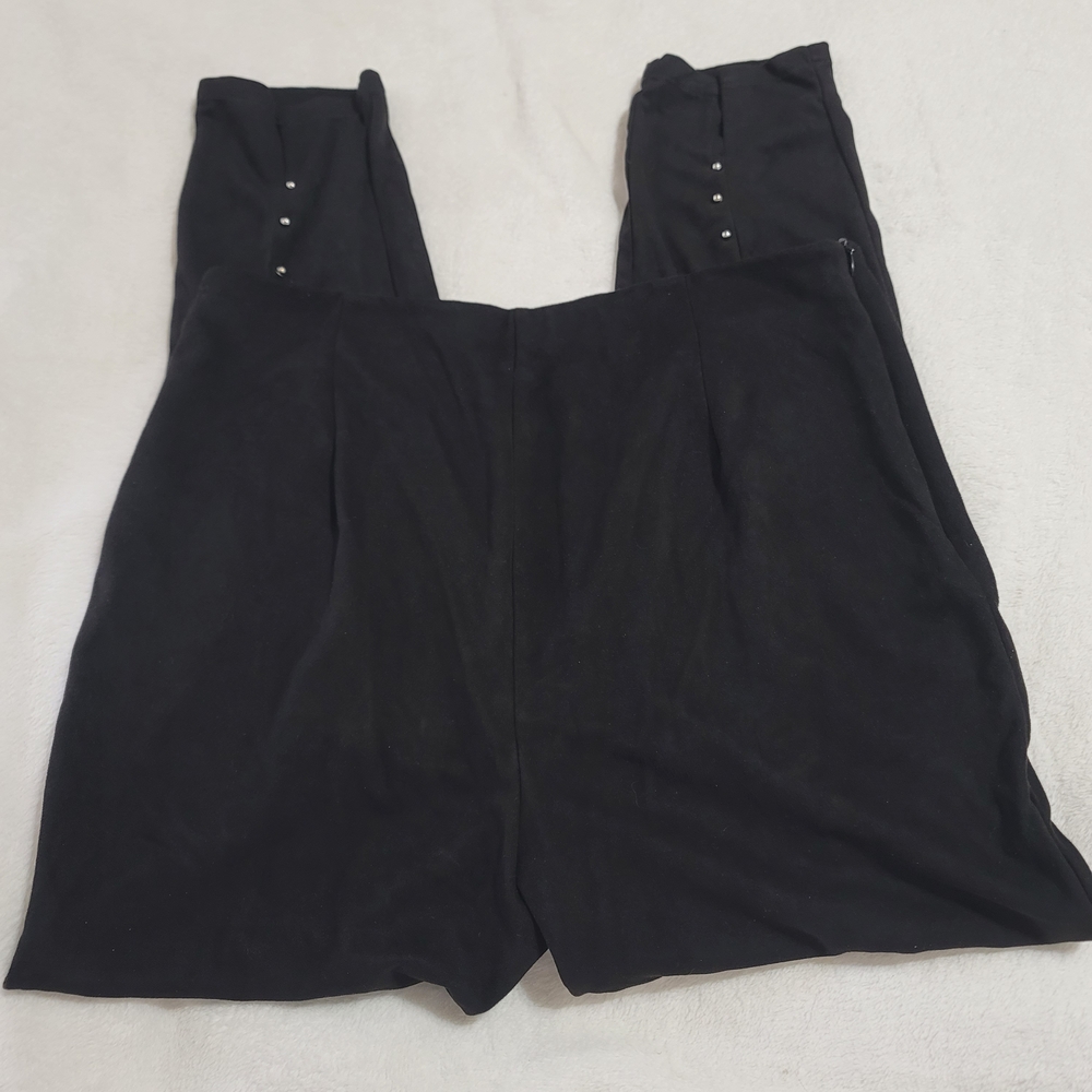 Womens Pants Sz Large Black With Silver Studs Soft Suede Like Office Going Out - Picture 5 of 5